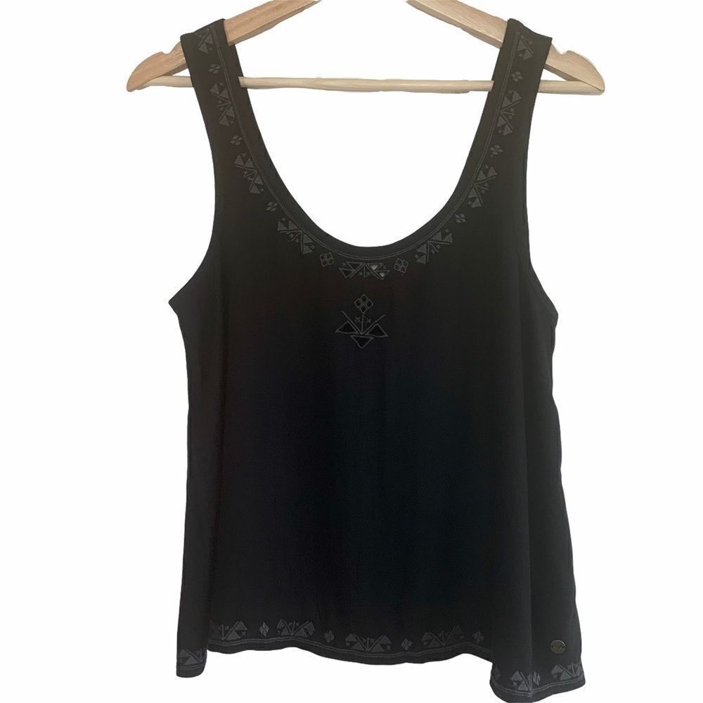 Roxy Black Crop Tank Top w Aztec Detail